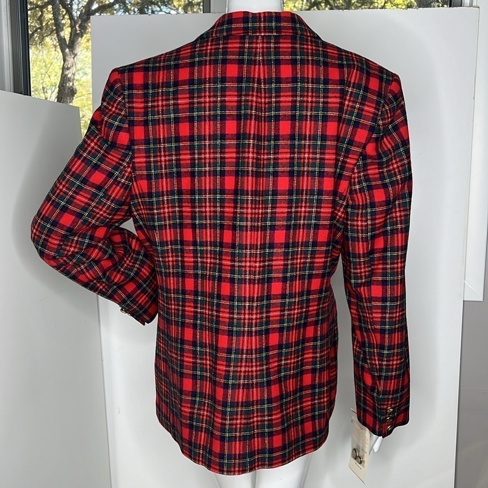 Pendleton Size 16 Wool Tartan Red Green Blue Blazer Fully Lined New with Tags - Picture 3 of 12